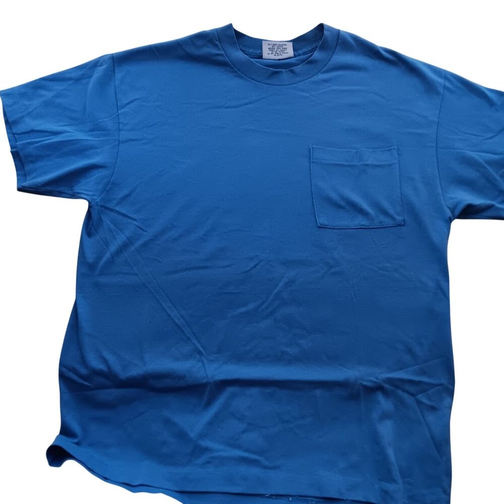 Vintage Single Stitch T-sihrt XL Boxy Surf Gear Blue Pocket 50/50 1990's